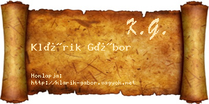 Klárik Gábor névjegykártya